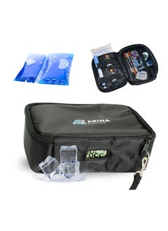 ARINA Insulin Cooling Bag Digital Thermometer, Waterproof Design, 2 Cooling Elements - Ideal for Diabetics' Medication Storage & Travel - Spacious Interior for Blood Sugar Test Strips, Insulin Pens  - Image 1