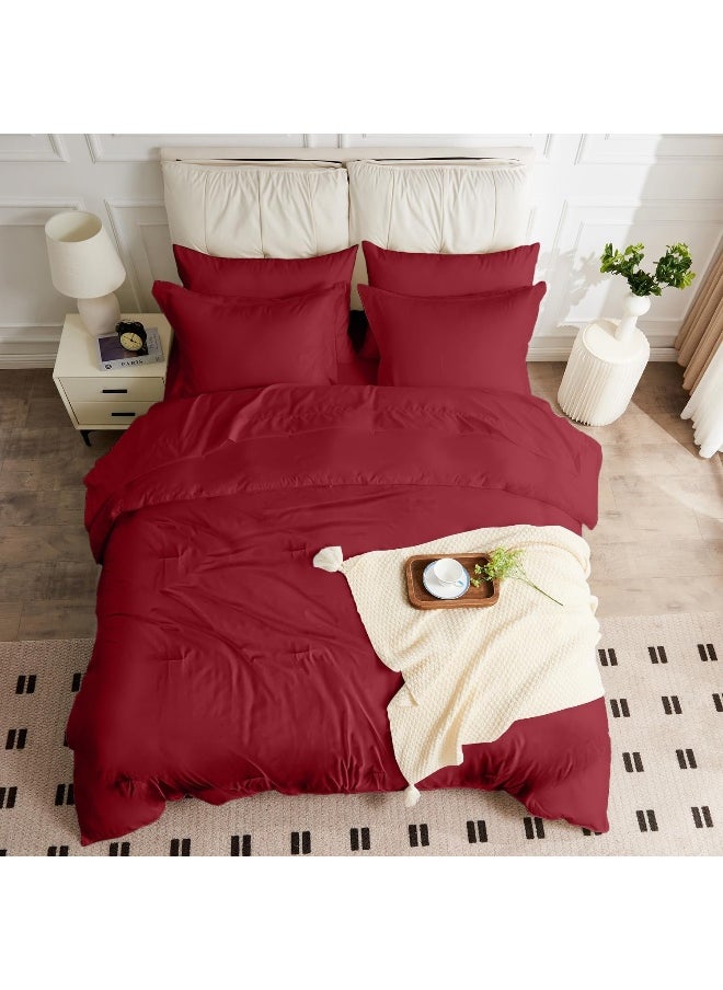 Generic JOKOLO Queen Size Comforter Set - 3 Pieces, 1 Reversible Comforter and 2 Pillowcases, Soft Quilted Warm Fluffy Cooling Bedding for All Season, Red  - Image 5