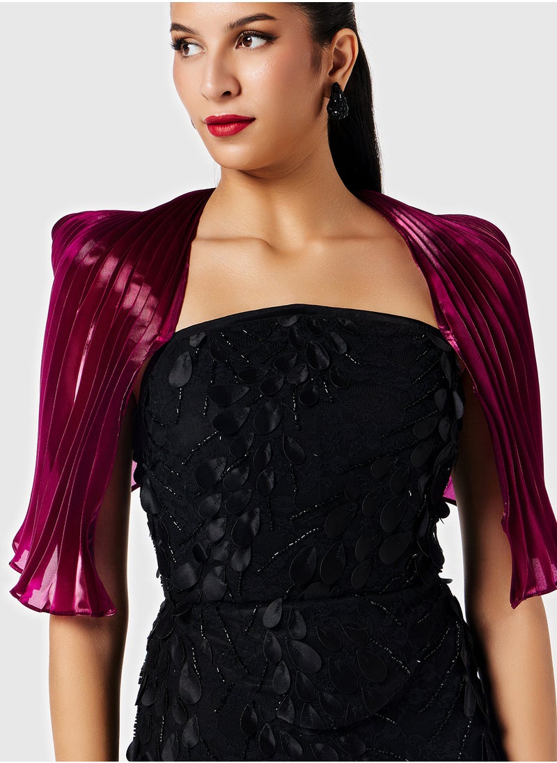 Threadz by Ajooni - Contrast Sleeve Applique Skirt Dress - Image 1