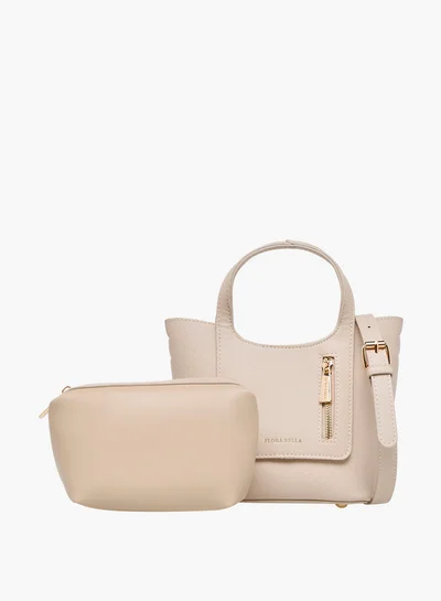 Flora Bella By Shoexpress Solid Tote Bag with Detachable Strap and Pouch