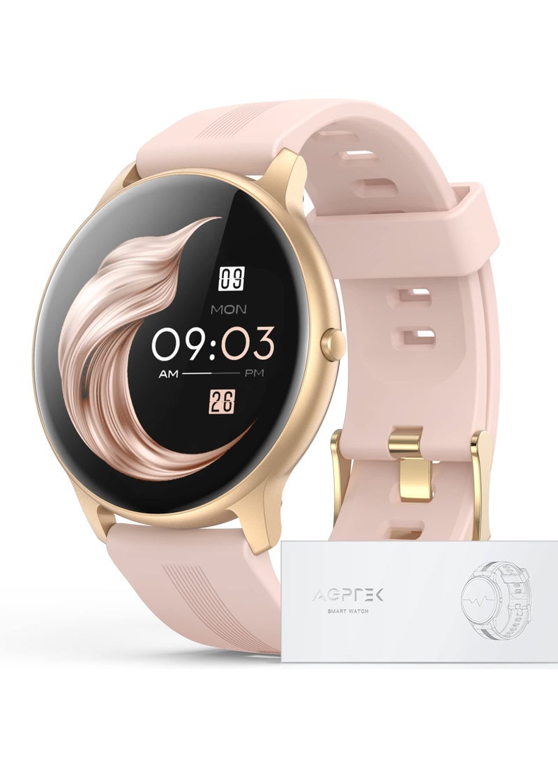 Smart Watch for Women, AGPTEK Smartwatch for Android and iOS Phones IP68 Waterproof Activity Tracker with Full Touch Color Screen Heart Rate Monitor Pedometer Sleep Monitor, Pink - Image 1