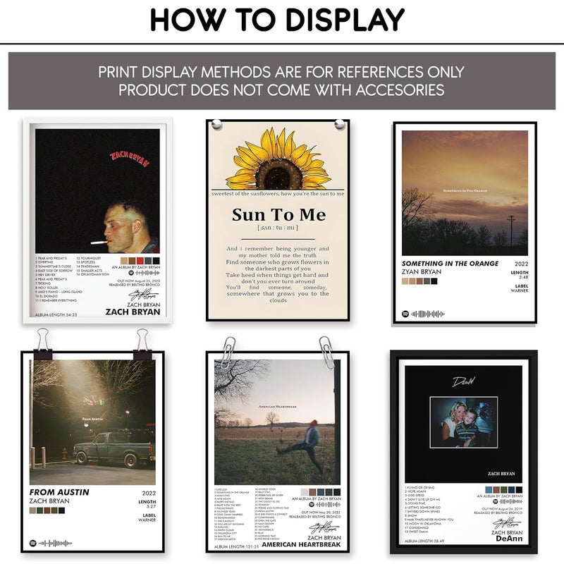 Thepaper9store Pack of 10 - Zach Bryan Music Album Art Wall Posters 8.2x11.8 inch Adhesive Tape Attached Wall Decor, Music Poster, Wall Art For Bedroom, Living room, Office (Zach Bryan) - Image 3