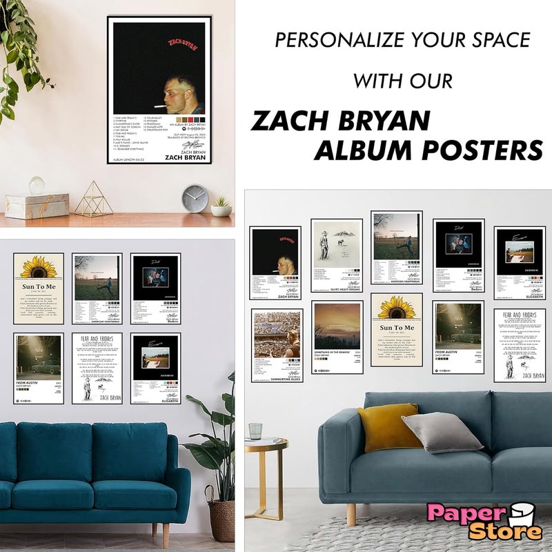 Thepaper9store Pack of 10 - Zach Bryan Music Album Art Wall Posters 8.2x11.8 inch Adhesive Tape Attached Wall Decor, Music Poster, Wall Art For Bedroom, Living room, Office (Zach Bryan) - Image 2