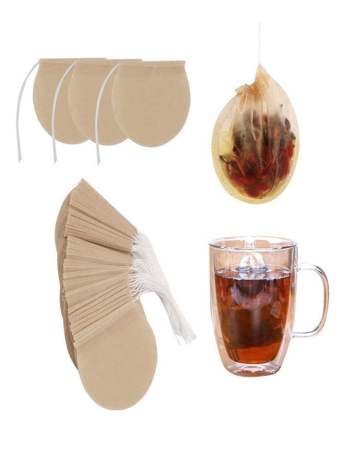 GHAMYEE 400pcs Tea Bags for Loose Leaf Tea Empty Tea Bags Loose Leaf, Disposable Round Natural Tea Filter Bags, Paper Drawstring Tea Bags Unbleached Tea Coffee Bags, Bath Spice Herbs Brewing Soup Bags - Image 1