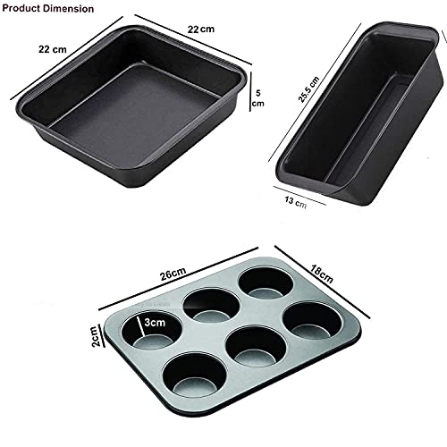 Xacton Cake Decoration Tools | Combo of 3 Different Shape Cake Mould, 6 Slot Silicone Mould Tray with 1 Bread Mould, 8 pcs Measuring Cups and Spoon, Silicon Brush Spatula Set with Palette Knife - Image 2