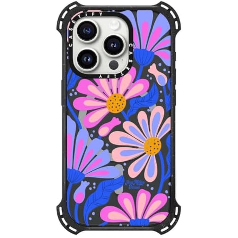 Casetify Bounce iPhone 15 Pro Case 【6X Military Grade Drop Tested / 21.3ft Drop Protection/Compatible with Magsafe】 - Mystic Daisy - Triple Black - Image 3