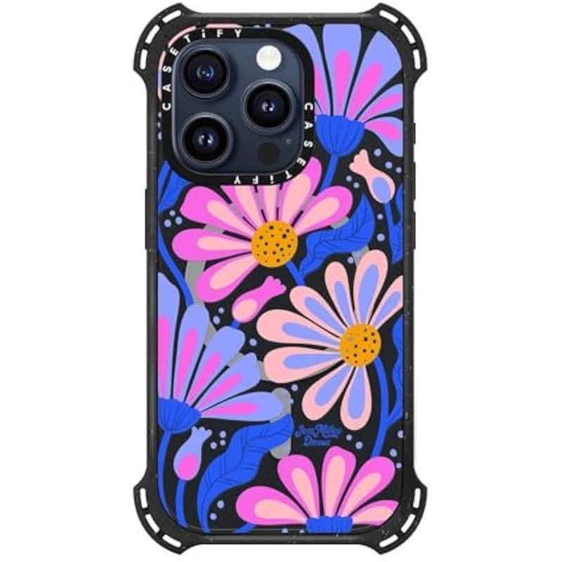 Casetify Bounce iPhone 15 Pro Case 【6X Military Grade Drop Tested / 21.3ft Drop Protection/Compatible with Magsafe】 - Mystic Daisy - Triple Black - Image 2