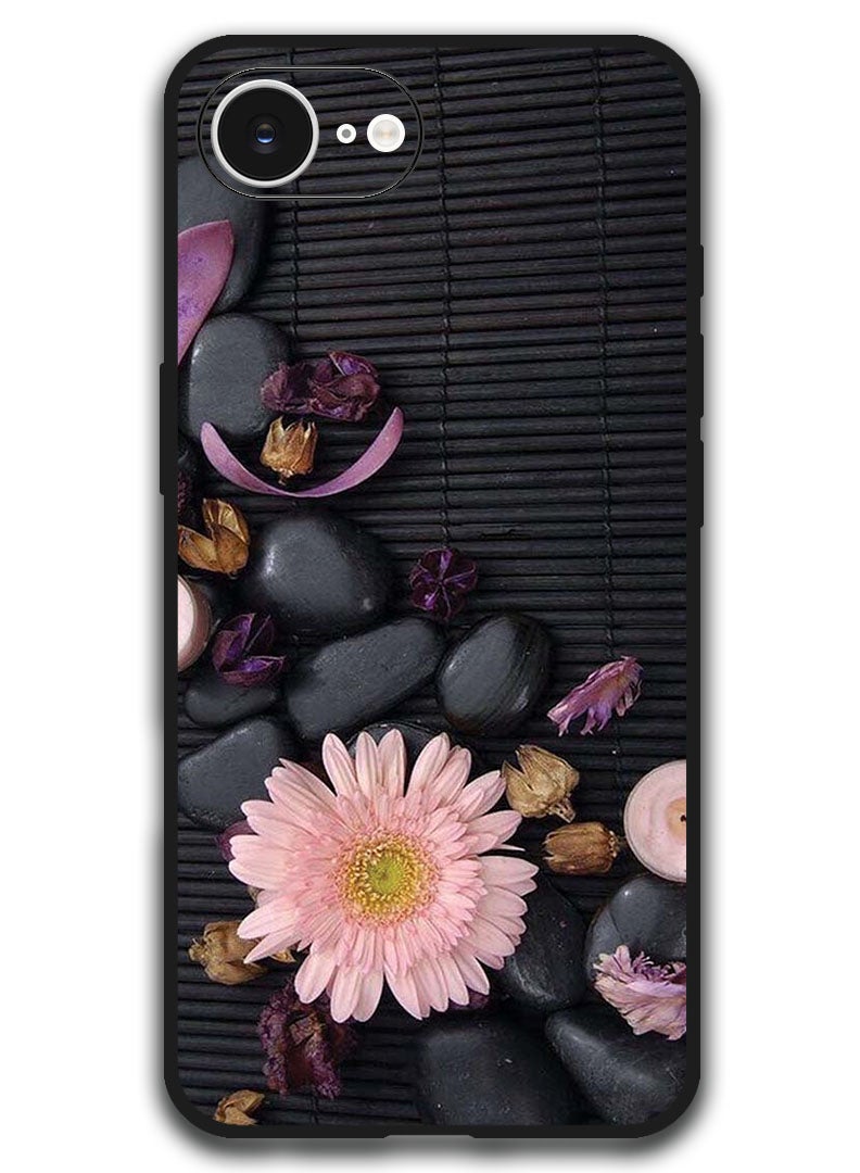 Theodor Case Compatible with Apple iPhone 17e / 16e 6.1 Inch Protection Shockproof Bumper Cover - Flowers & Stones - Image 1
