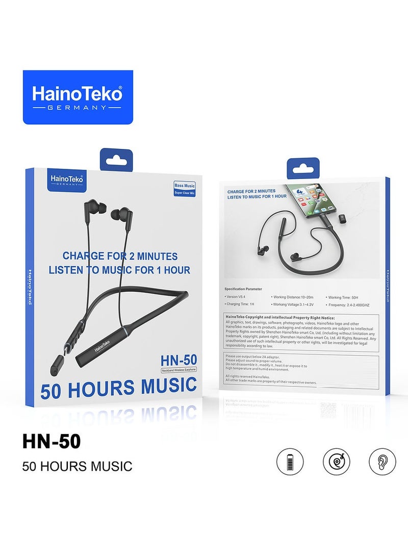 Haino Teko - HainoTeko HN50 Neckband Wireless Earphone Black - Image 1
