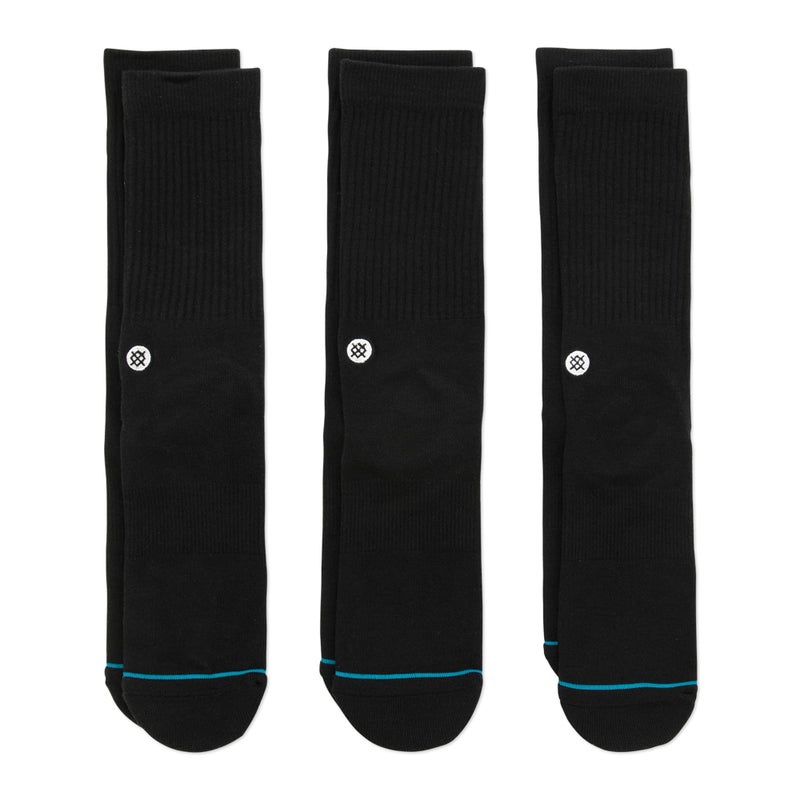 Stance Icon Crew Socks 3-Pack, Cotton Blend Medium Cushioning Arch Support, Black, Medium - Image 1