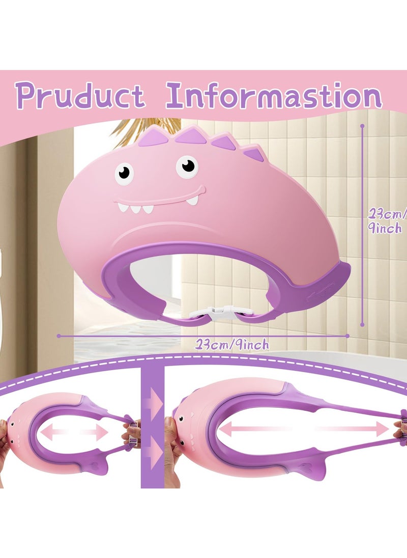 Bebiland 3 Pcs Baby Shower Cap, Adjustable Shampoo Visor Bath Hat, Infants Soft Protection Safety, Protect Ear Eye Baby Hair Washing Aids for Baby Toddler Children Kids (Dinosaur)  - Image 2