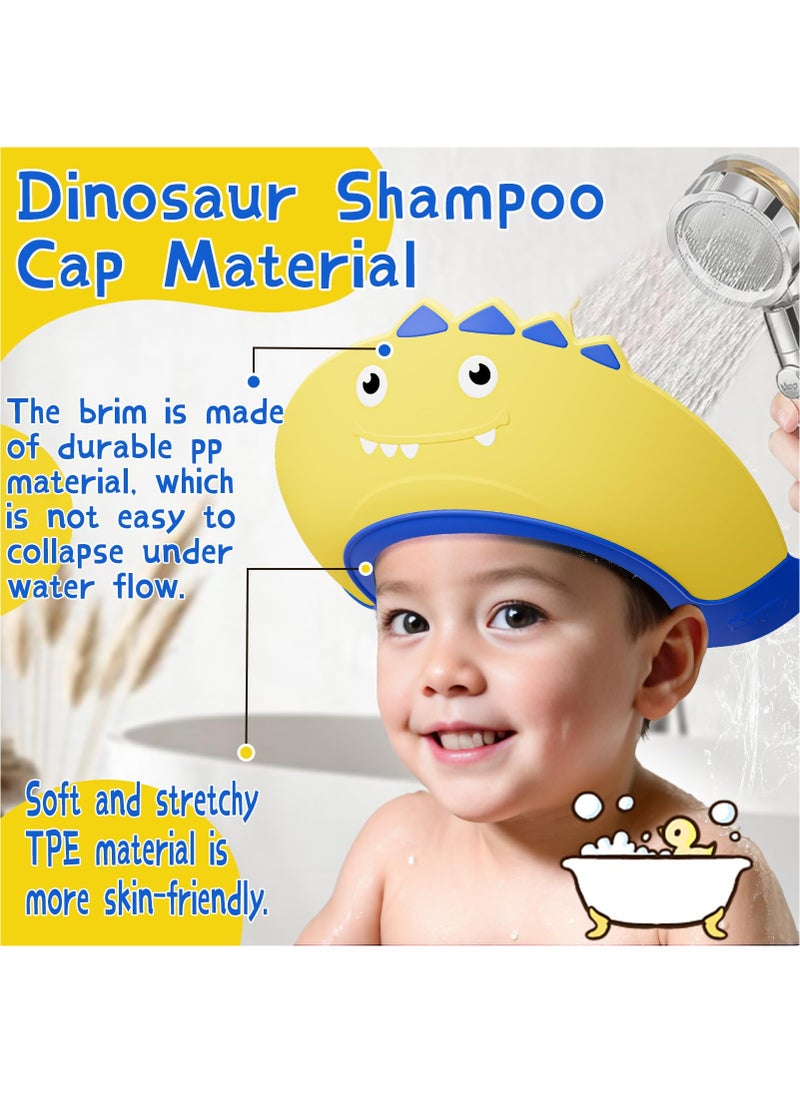 Bebiland 3 Pcs Baby Shower Cap, Adjustable Shampoo Visor Bath Hat, Infants Soft Protection Safety, Protect Ear Eye Baby Hair Washing Aids for Baby Toddler Children Kids (Dinosaur)  - Image 4