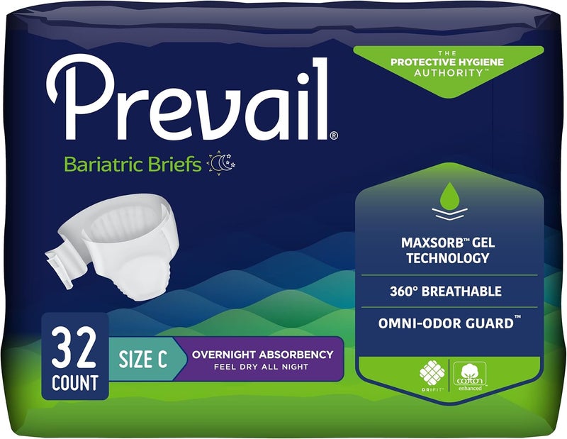Prevail Incontinence Bariatric Brief with Tabs Size C Ultimate Absorbency 32 Count - Image 1