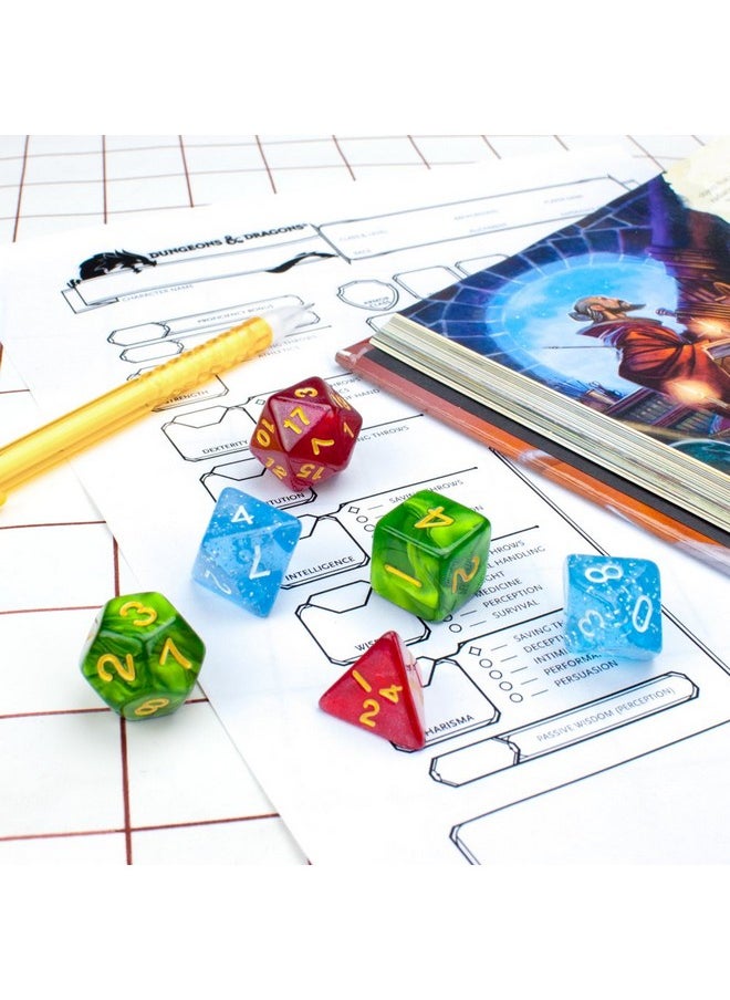 Wiz Dice Wiz Dice Series II - Polyhedral Dice Set for Tabletop RPG Adventure Games with a Dice Bag - DND Dice Set, Suitable for Dungeons and Dragons, Magic The Gathering and Dice Games Alike - Stardust - 7 ct  - Image 4