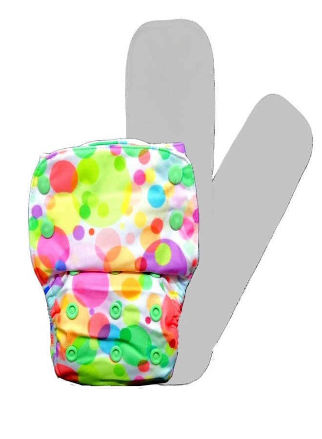 Kindermum Nano AIO Cloth Diaper | One Size Reusable Diaper with 100% Organic Cotton Inserts | Adjustable, Washable Diaper for Babies (0-3 Years) - Polka Hues Print - Image 1