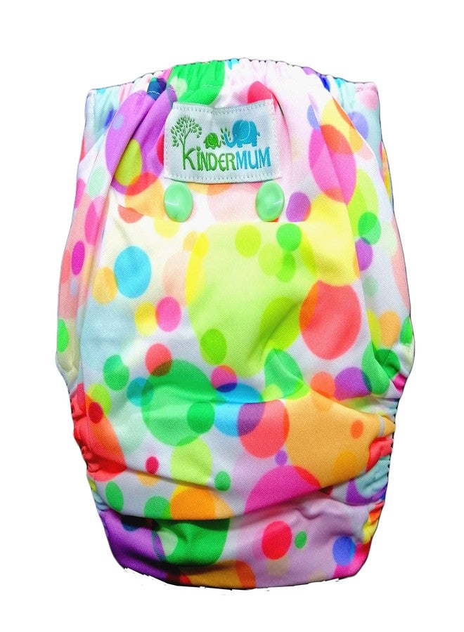 Kindermum Nano AIO Cloth Diaper | One Size Reusable Diaper with 100% Organic Cotton Inserts | Adjustable, Washable Diaper for Babies (0-3 Years) - Polka Hues Print - Image 4