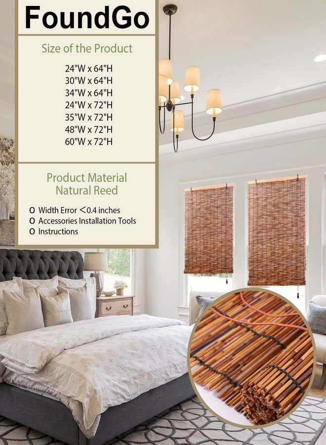 FoundGo Reed Roller Blinds Roll Up Reed Shade for Patio,Bamboo Blind Sun Shades,Retro Light Filtering Roller Bamboo Curtains for Windows/Doorways,Interior/Exterior,Indoor/Outdoor - Image 4
