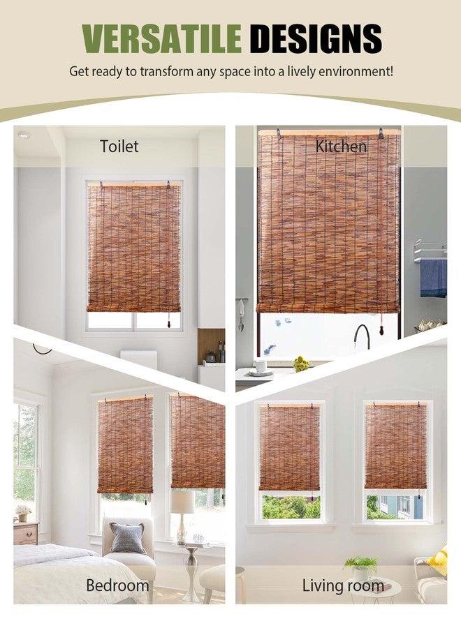 FoundGo Reed Roller Blinds Roll Up Reed Shade for Patio,Bamboo Blind Sun Shades,Retro Light Filtering Roller Bamboo Curtains for Windows/Doorways,Interior/Exterior,Indoor/Outdoor - Image 3
