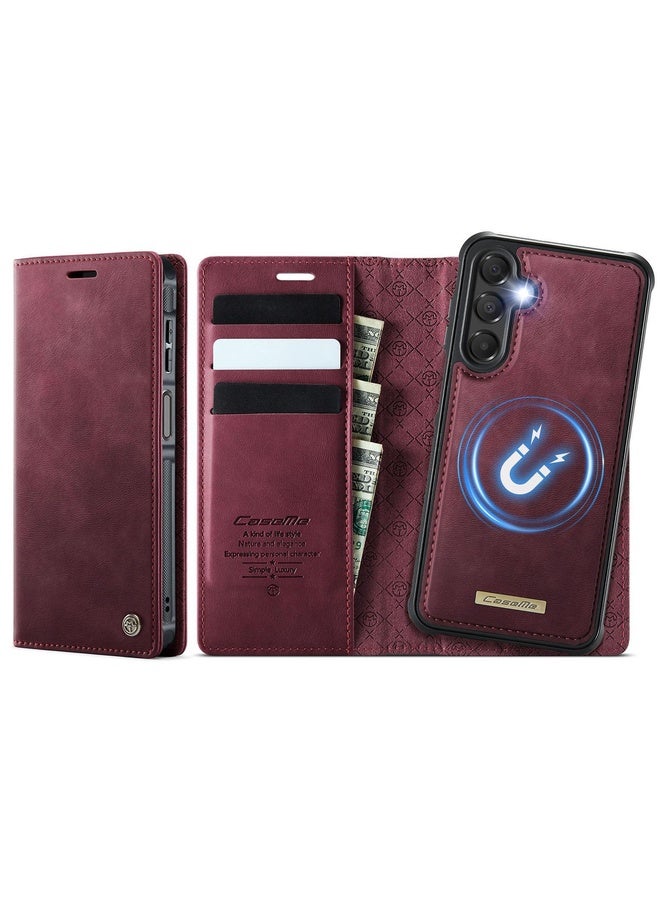 HuHa Case Cover For Samsung Galaxy A16 5G CaseMe C49 Magnetic RFID Blocking Detachable Wallet Leather Phone Case(Red) - Image 1