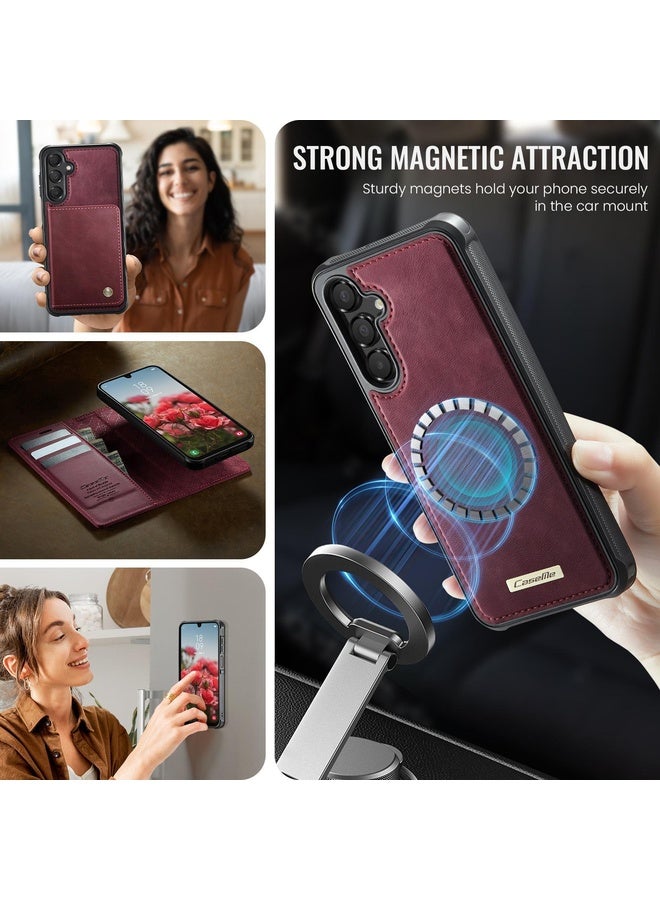 HuHa Case Cover For Samsung Galaxy A16 5G CaseMe C49 Magnetic RFID Blocking Detachable Wallet Leather Phone Case(Red) - Image 3