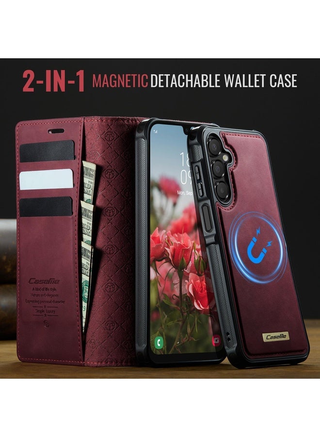 HuHa Case Cover For Samsung Galaxy A16 5G CaseMe C49 Magnetic RFID Blocking Detachable Wallet Leather Phone Case(Red) - Image 4