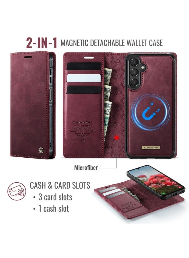 HuHa Case Cover For Samsung Galaxy A16 5G CaseMe C49 Magnetic RFID Blocking Detachable Wallet Leather Phone Case(Red) - Image 2