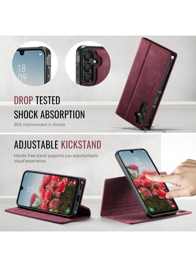 HuHa Case Cover For Samsung Galaxy A16 5G CaseMe C49 Magnetic RFID Blocking Detachable Wallet Leather Phone Case(Red) - Image 5