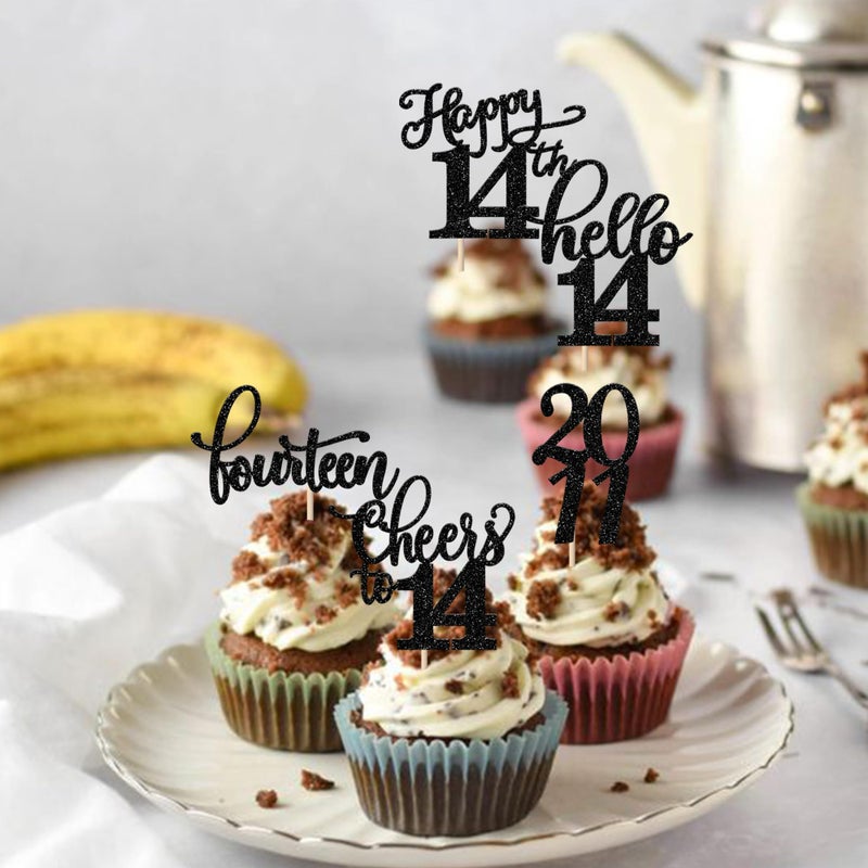 RSSTARXI 30 Pack 14th Birthday Cupcake Topcake Glitter 2011 Hello 14 Heaits to 14 years ١٤. - Image 5