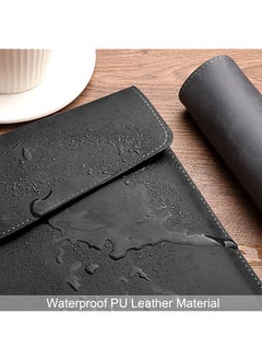 X spring Pu Leather A4 File Folders 1 Pack A4 Filing Envelope Portfolio Case Waterproof Portfolio Binder With Invisible Magnetic Closure Thin File Storage Folder For Home School Office Black  - Image 3