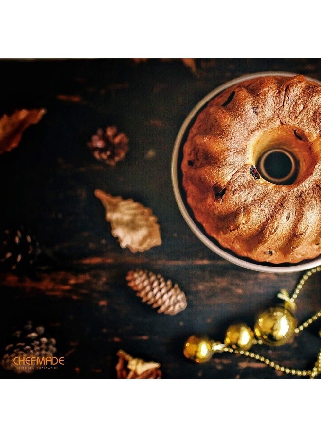 CHEFMADE Tube Cake Pan, 7-Inch Non-Stick Vortex-Shaped Tube Pan Kugelhopf Mold for Oven and Instant Pot Baking (Champagne Gold) - Image 3