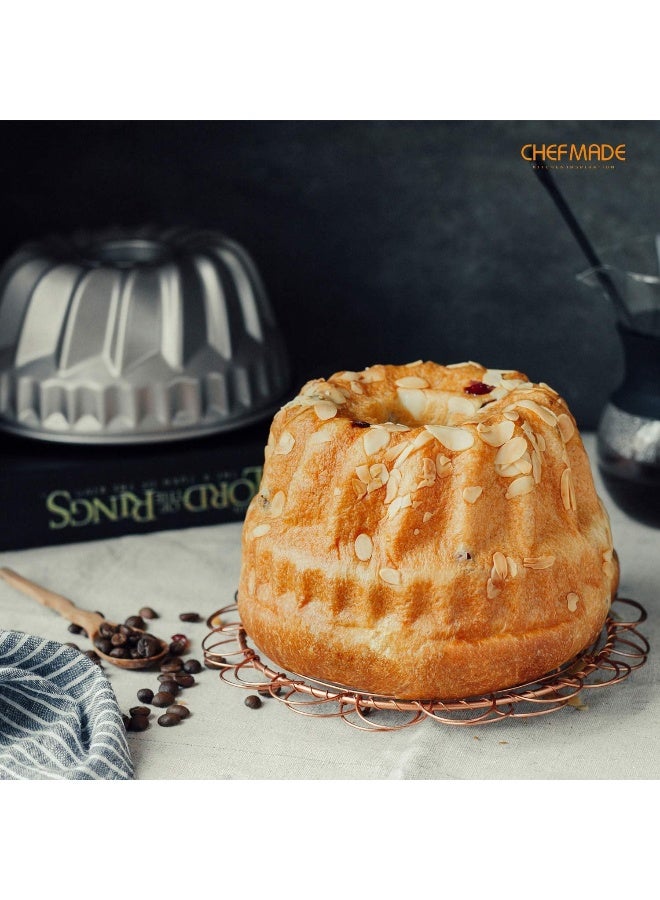 CHEFMADE Tube Cake Pan, 7-Inch Non-Stick Vortex-Shaped Tube Pan Kugelhopf Mold for Oven and Instant Pot Baking (Champagne Gold) - Image 4