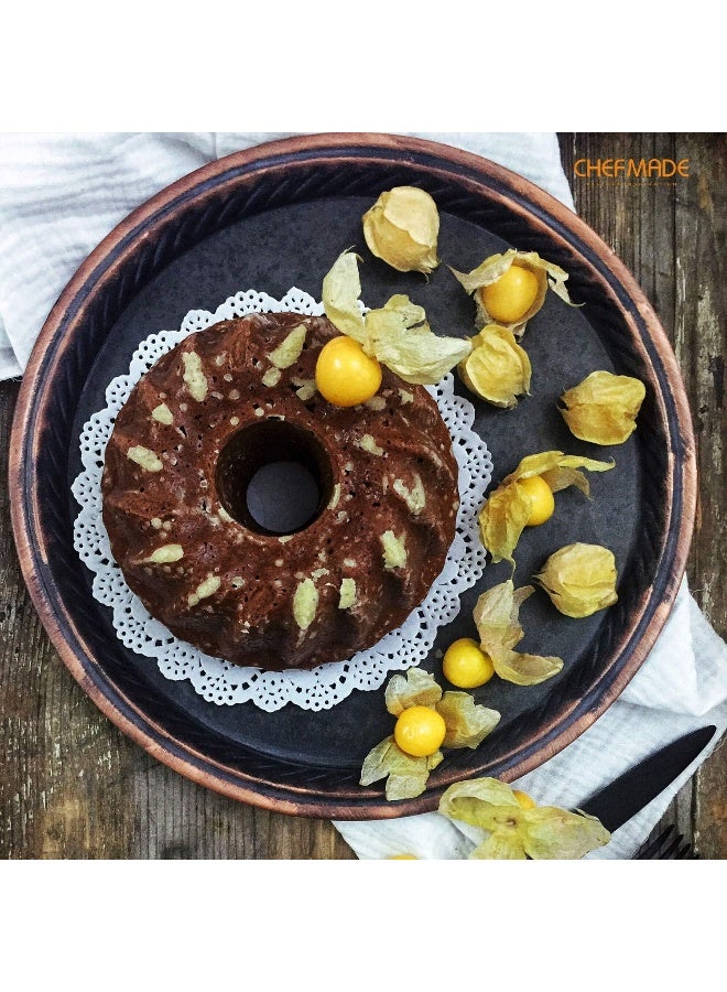 CHEFMADE Tube Cake Pan, 7-Inch Non-Stick Vortex-Shaped Tube Pan Kugelhopf Mold for Oven and Instant Pot Baking (Champagne Gold) - Image 5