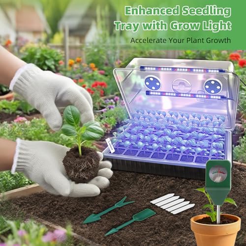 Terronix 120Cell SelfWatering Seed Starter Tray with Grow Light 124H Timer Humidity Dome Soil pH Meter Gloves Seedling Tools Indoor Seed Starting Kit for Plant Germination Herbs Vegetables Flowers - Image 3