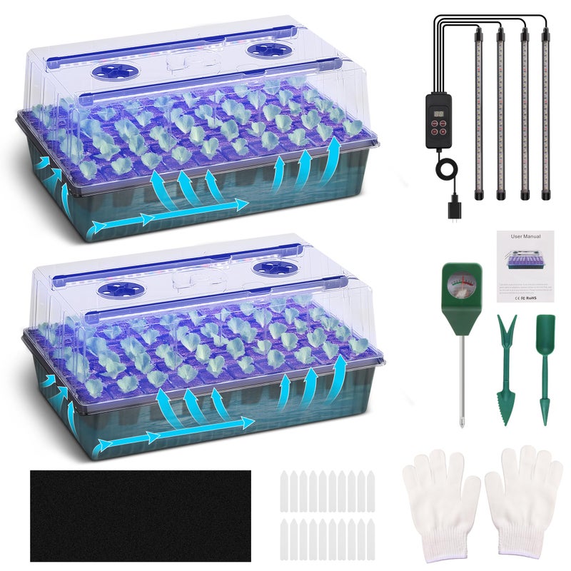 Terronix 120Cell SelfWatering Seed Starter Tray with Grow Light 124H Timer Humidity Dome Soil pH Meter Gloves Seedling Tools Indoor Seed Starting Kit for Plant Germination Herbs Vegetables Flowers - Image 2