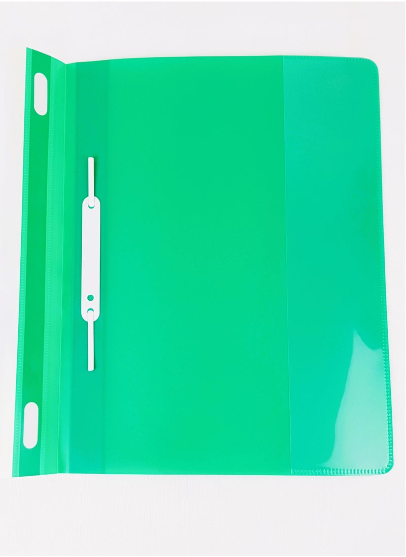 Double A - 12-Piece Business Report Clear File Green - Image 1