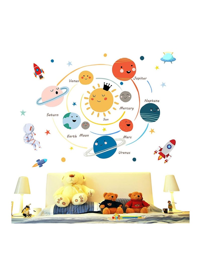 KASTWAVE Kids Room Planet Wall Decals, Space Astronaut Wall Stickers, Peel and Stick Space Wall Stickers for Baby Nursery Kids Bedroom Playroom - Image 3