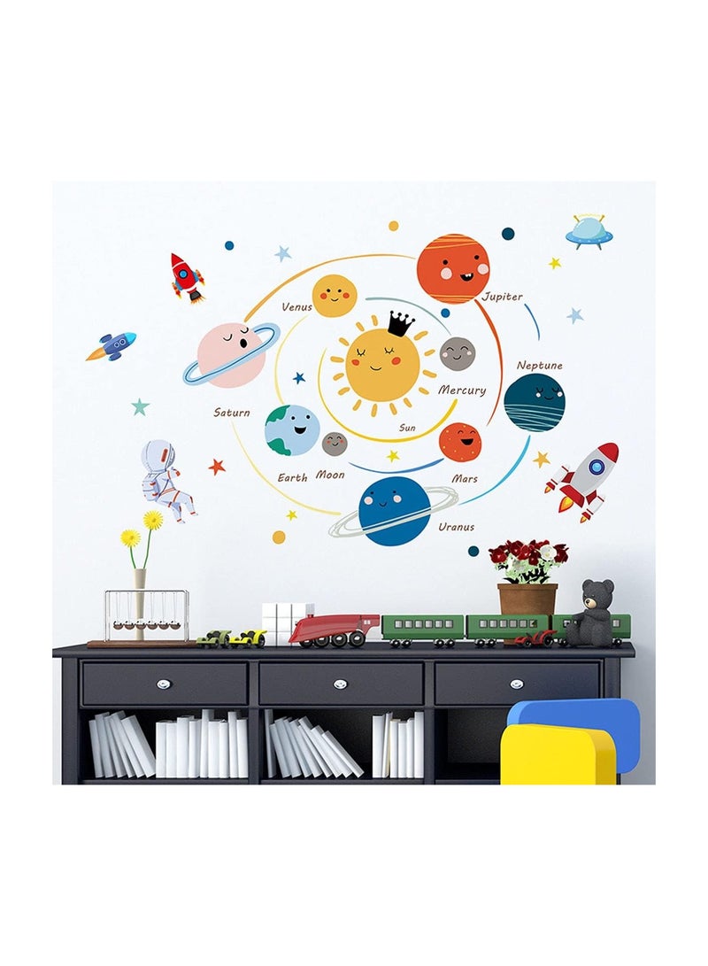 KASTWAVE Kids Room Planet Wall Decals, Space Astronaut Wall Stickers, Peel and Stick Space Wall Stickers for Baby Nursery Kids Bedroom Playroom - Image 2
