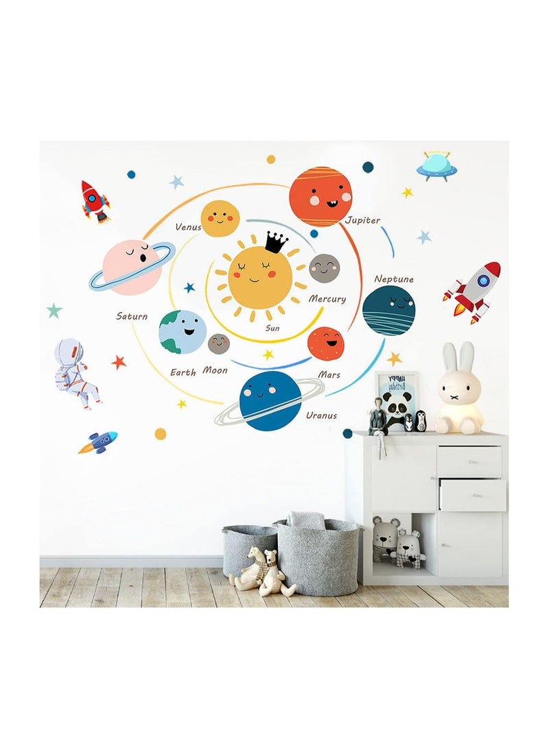 KASTWAVE Kids Room Planet Wall Decals, Space Astronaut Wall Stickers, Peel and Stick Space Wall Stickers for Baby Nursery Kids Bedroom Playroom - Image 5