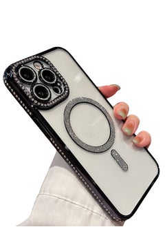 iPhone 15 Pro Max MagSafe Case Cover Support Wireless Charger Bling Diamond Back Cover For Women Girls Clear Soft TPU With Camera Len Protector Anti-scratch Shockproof Magnetic Phone Accessory