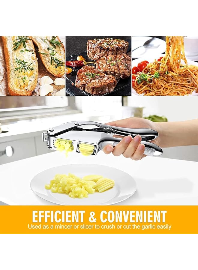 TERRIFI 2 In 1 Stainless Steel Garlic Press And Slicer – Heavy Duty Handheld Garlic Crusher & Mincer, Ergonomic Kitchen Gadget, Easy To Clean, Dishwasher Safe, Rust Resistant Garlic Masher For Cooking - Image 2