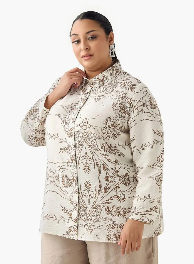  أولا بوبكن Ulla Popken Relaxed Fit Viscose Printed Shirt