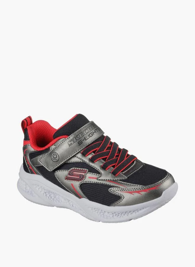 سكيتشرز Boys' METEOR LIGHTS Light-Up Sports Shoes with Hook and Loop Closure - 401497L-GURD