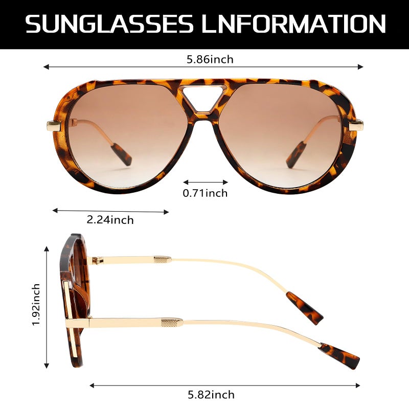 GUVIVI Retro Gold Aviator Sunglasses for Women Men, 2026 Metal Oversized 70s Aviators Black Sun Glasses - Image 5