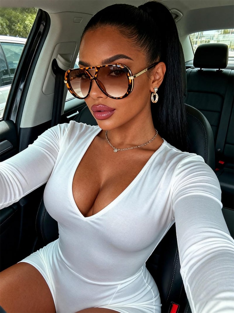 GUVIVI Retro Gold Aviator Sunglasses for Women Men, 2026 Metal Oversized 70s Aviators Black Sun Glasses - Image 2