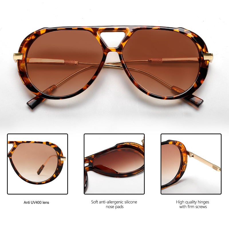 GUVIVI Retro Gold Aviator Sunglasses for Women Men, 2026 Metal Oversized 70s Aviators Black Sun Glasses - Image 4