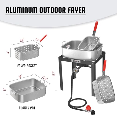 Feasto 18 QT Fish Fryer with 2 Baskets for Outdoor Cooking, Outdoor Propane Deep Fryer with Baskets for Cooking Fish, Chicken Wings, French Fries, and Seafood - Image 3