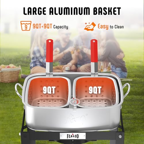 Feasto 18 QT Fish Fryer with 2 Baskets for Outdoor Cooking, Outdoor Propane Deep Fryer with Baskets for Cooking Fish, Chicken Wings, French Fries, and Seafood - Image 4