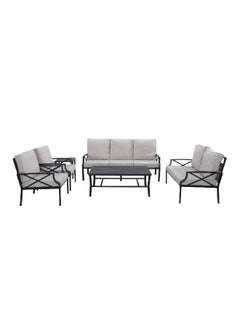 LIVING ACCENTS 6-Piece Contemporary Design Seating Set Grey and Black 