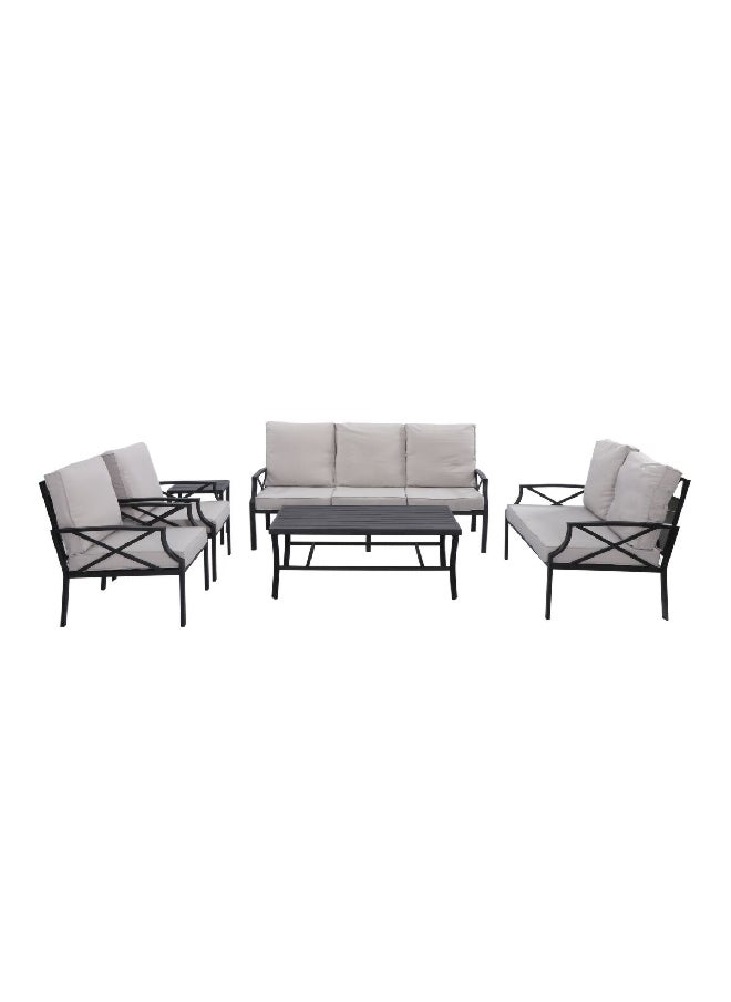 LIVING ACCENTS - 6-Piece Contemporary Design Seating Set Grey and Black - Image 1