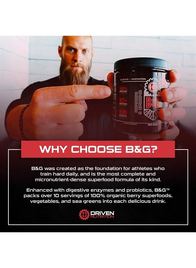 Driven Nutrition Driven B&G Berries & Greens Superfood Powder, 30 Servings - Organic Plant-Based Formula with Probiotics & Digestive Enzymes - Vegan Supplement Supports Recovery, Healthy Digestion, and Immune Function - Image 3